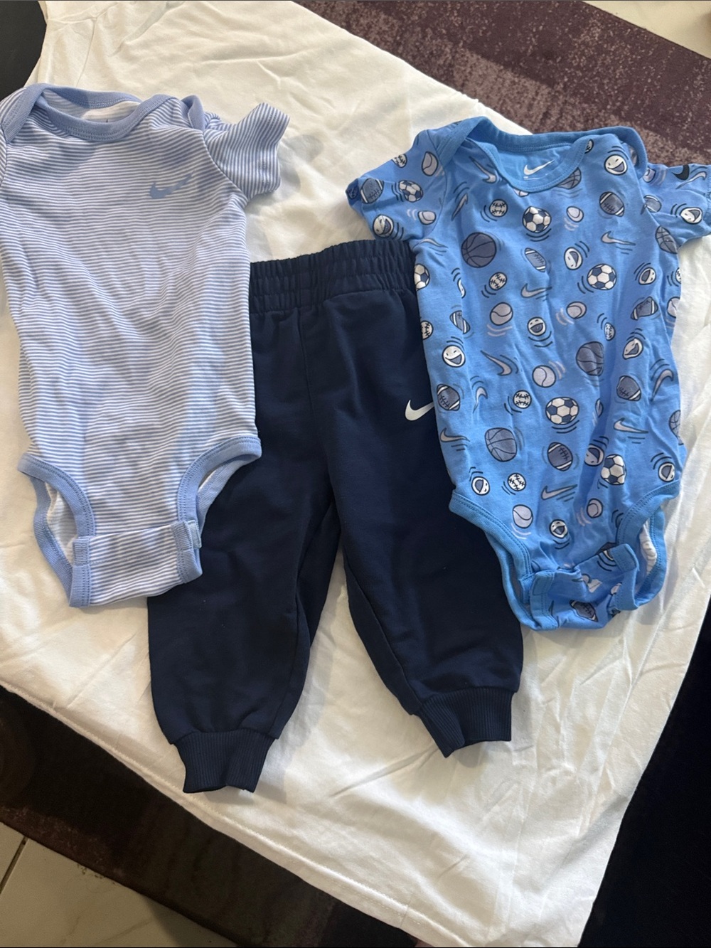 Nike Blue Baby One-Piece Bodysuits with Navy Joggers
